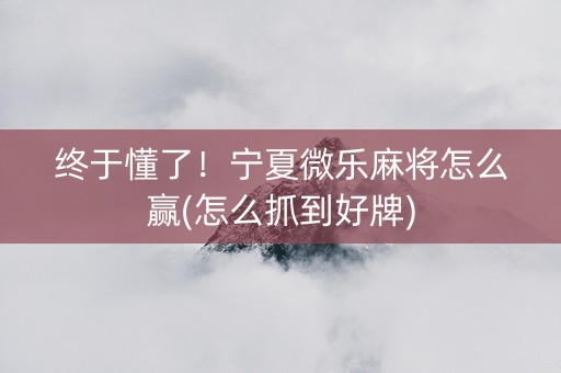 终于懂了！宁夏微乐麻将怎么赢(怎么抓到好牌)