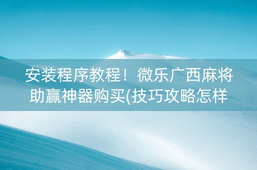 安装程序教程！微乐广西麻将助赢神器购买(技巧攻略怎样拿好牌)