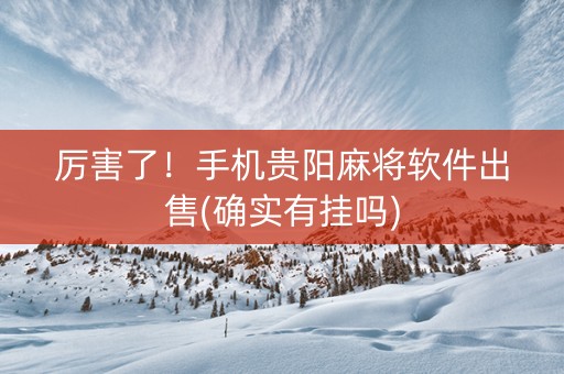 厉害了！手机贵阳麻将软件出售(确实有挂吗)