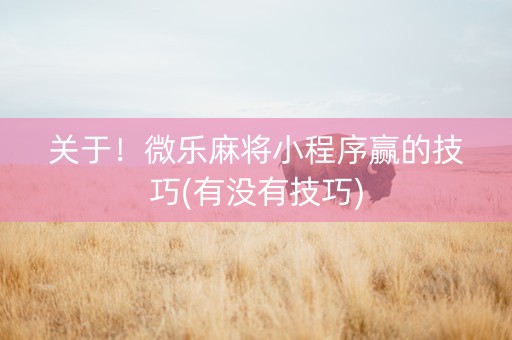 关于！微乐麻将小程序赢的技巧(有没有技巧)