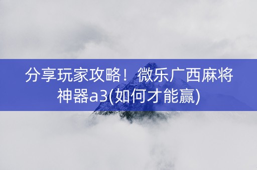 分享玩家攻略！微乐广西麻将神器a3(如何才能赢)