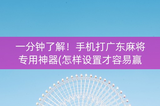一分钟了解！手机打广东麻将专用神器(怎样设置才容易赢)