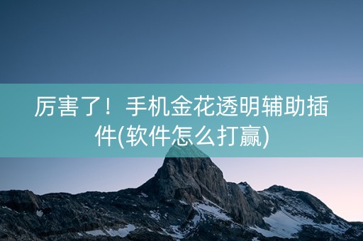 厉害了！手机金花透明辅助插件(软件怎么打赢)