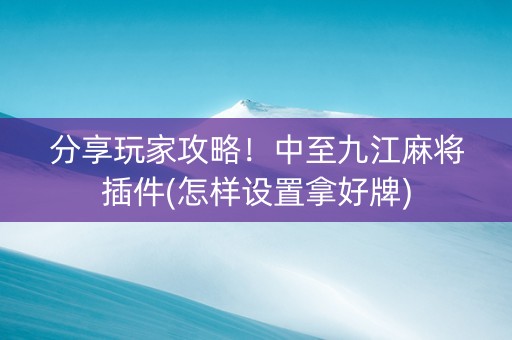 分享玩家攻略！中至九江麻将插件(怎样设置拿好牌)