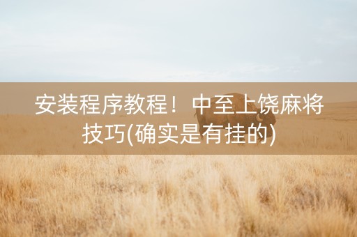 安装程序教程！中至上饶麻将技巧(确实是有挂的)
