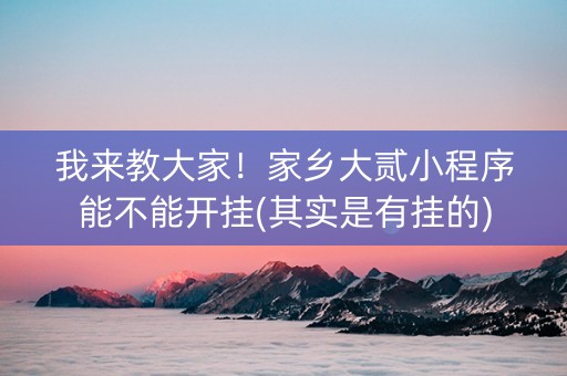 我来教大家！家乡大贰小程序能不能开挂(其实是有挂的)