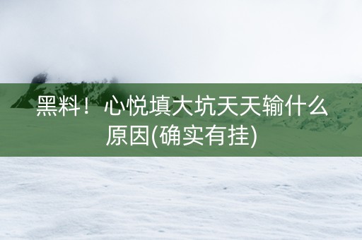 黑料！心悦填大坑天天输什么原因(确实有挂)