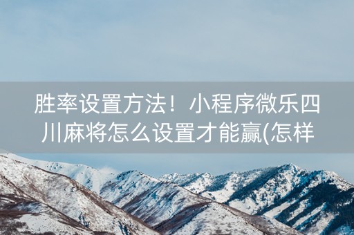 胜率设置方法！小程序微乐四川麻将怎么设置才能赢(怎样设置才容易赢)