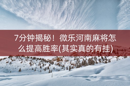 7分钟揭秘！微乐河南麻将怎么提高胜率(其实真的有挂)