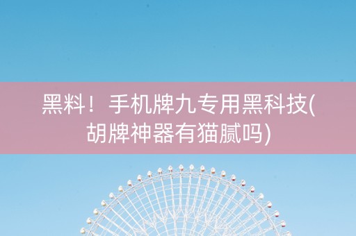 黑料！手机牌九专用黑科技(胡牌神器有猫腻吗)