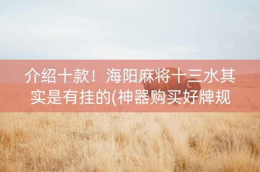 介绍十款！海阳麻将十三水其实是有挂的(神器购买好牌规律)