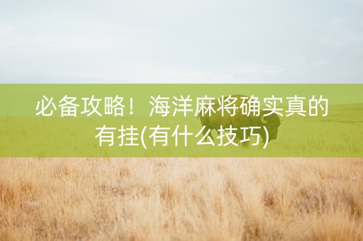 必备攻略！海洋麻将确实真的有挂(有什么技巧)