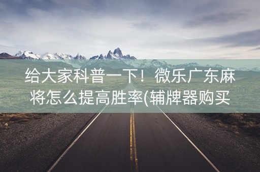 给大家科普一下！微乐广东麻将怎么提高胜率(辅牌器购买)