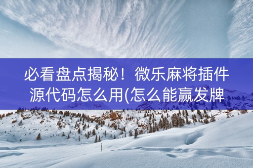 必看盘点揭秘！微乐麻将插件源代码怎么用(怎么能赢发牌规律)