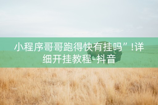 小程序哥哥跑得快有挂吗”!详细开挂教程-抖音