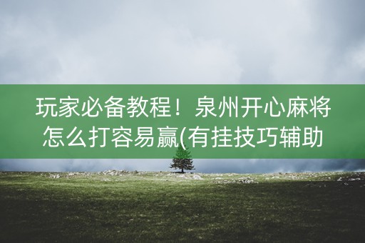 玩家必备教程！泉州开心麻将怎么打容易赢(有挂技巧辅助器)