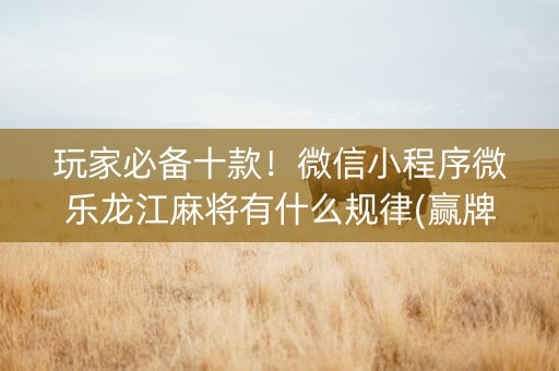 玩家必备十款！微信小程序微乐龙江麻将有什么规律(赢牌技巧插件安装)