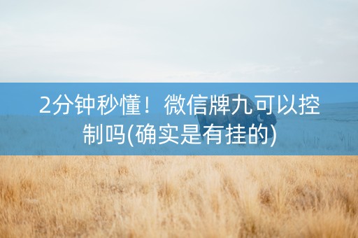 2分钟秒懂！微信牌九可以控制吗(确实是有挂的)