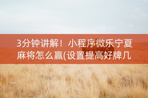 3分钟讲解！小程序微乐宁夏麻将怎么赢(设置提高好牌几率)