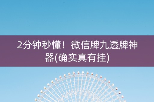2分钟秒懂！微信牌九透牌神器(确实真有挂)