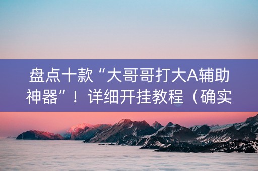 盘点十款“大哥哥打大A辅助神器”！详细开挂教程（确实真的有挂)-抖音