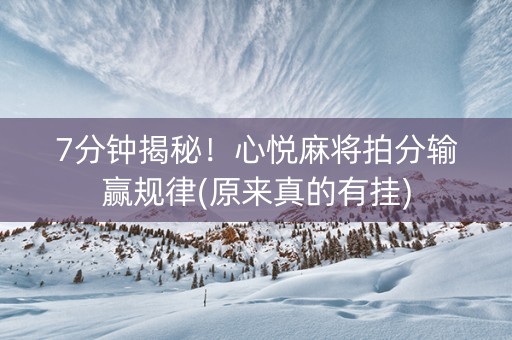 7分钟揭秘！心悦麻将拍分输赢规律(原来真的有挂)