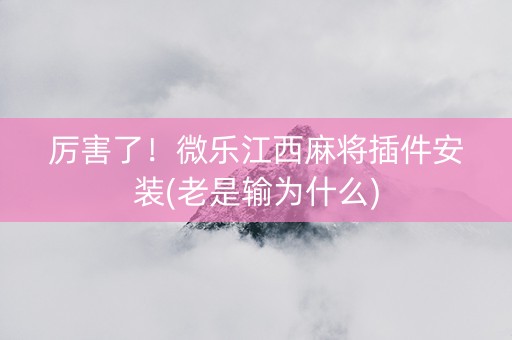 厉害了！微乐江西麻将插件安装(老是输为什么)