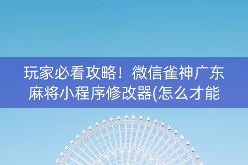 玩家必看攻略！微信雀神广东麻将小程序修改器(怎么才能赢得多)