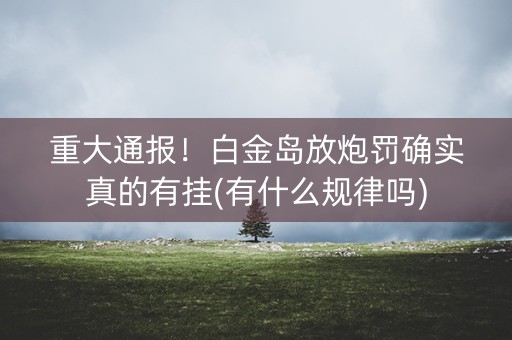 重大通报！白金岛放炮罚确实真的有挂(有什么规律吗)