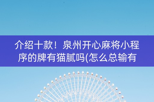 介绍十款！泉州开心麻将小程序的牌有猫腻吗(怎么总输有什么猫腻)