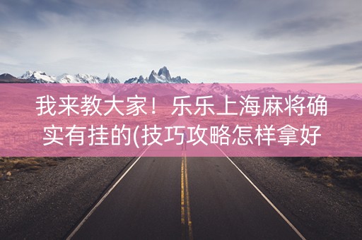 我来教大家！乐乐上海麻将确实有挂的(技巧攻略怎样拿好牌)