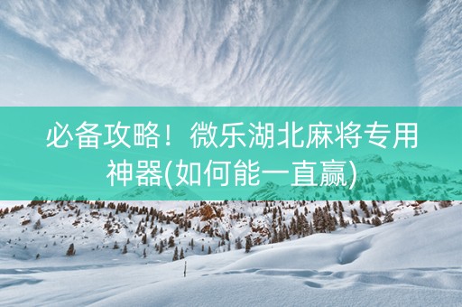 必备攻略！微乐湖北麻将专用神器(如何能一直赢)