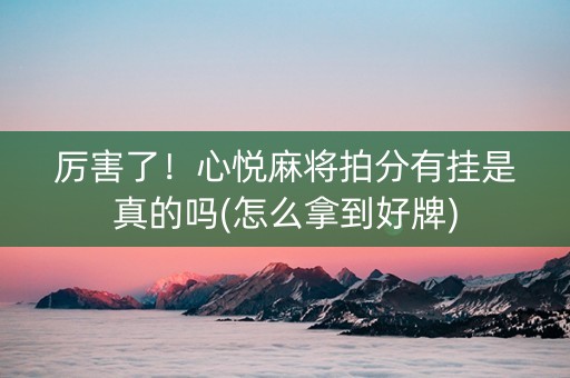 厉害了！心悦麻将拍分有挂是真的吗(怎么拿到好牌)