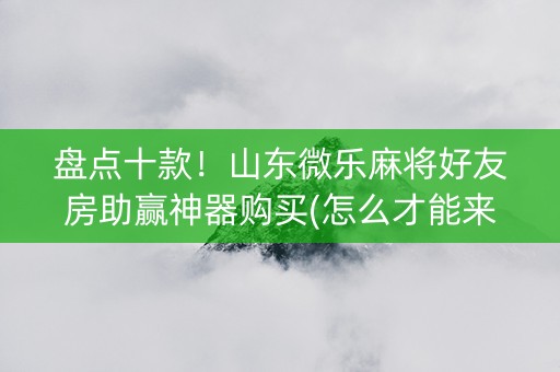 盘点十款！山东微乐麻将好友房助赢神器购买(怎么才能来好牌)