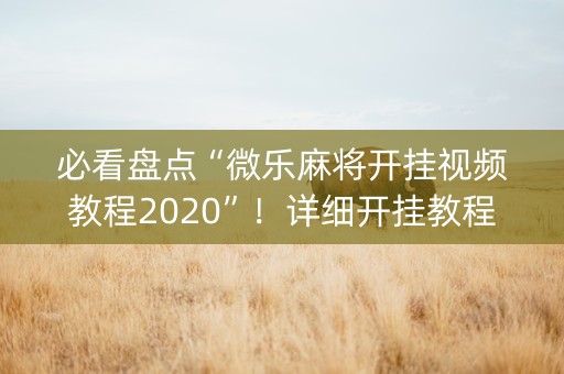 必看盘点“微乐麻将开挂视频教程2020”！详细开挂教程（确实真的有挂)-抖音