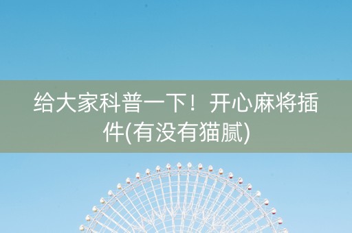 给大家科普一下！开心麻将插件(有没有猫腻)