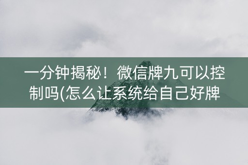 一分钟揭秘！微信牌九可以控制吗(怎么让系统给自己好牌)