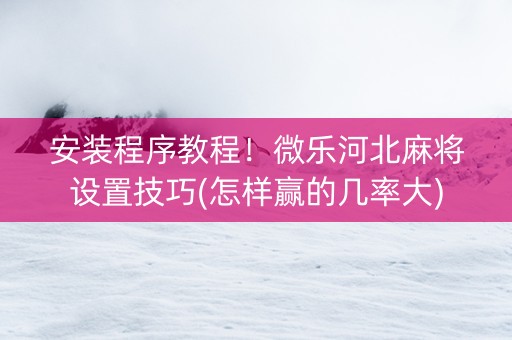 安装程序教程！微乐河北麻将设置技巧(怎样赢的几率大)