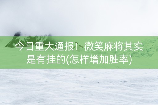 今日重大通报！微笑麻将其实是有挂的(怎样增加胜率)