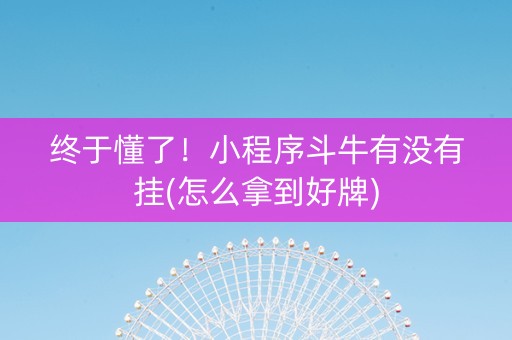 终于懂了！小程序斗牛有没有挂(怎么拿到好牌)