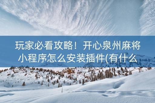 玩家必看攻略！开心泉州麻将小程序怎么安装插件(有什么规律)