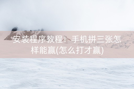 安装程序教程！手机拼三张怎样能赢(怎么打才赢)