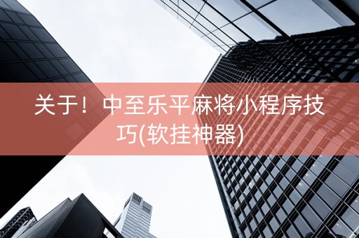 关于！中至乐平麻将小程序技巧(软挂神器)
