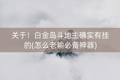 关于！白金岛斗地主确实有挂的(怎么老输必备神器)