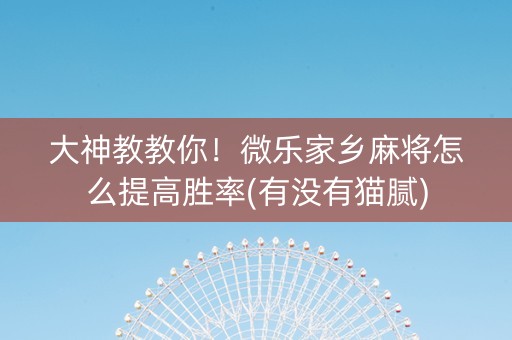 大神教教你！微乐家乡麻将怎么提高胜率(有没有猫腻)