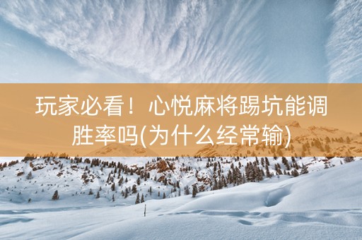 玩家必看！心悦麻将踢坑能调胜率吗(为什么经常输)