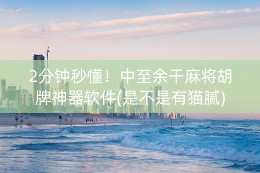 2分钟秒懂！中至余干麻将胡牌神器软件(是不是有猫腻)