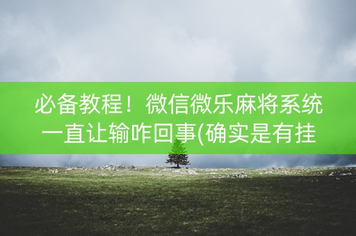 必备教程！微信微乐麻将系统一直让输咋回事(确实是有挂)