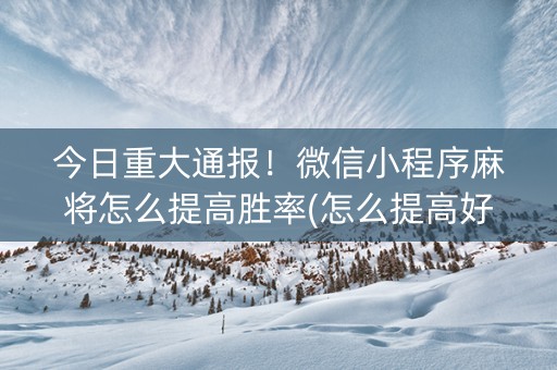 今日重大通报！微信小程序麻将怎么提高胜率(怎么提高好牌率)