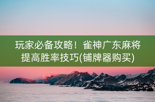 玩家必备攻略！雀神广东麻将提高胜率技巧(铺牌器购买)
